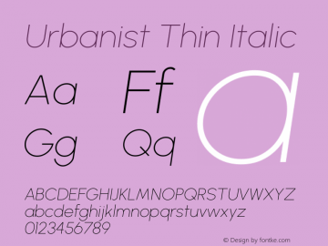 Urbanist Thin Italic Version 1.250; ttfautohint (v1.8.3)图片样张
