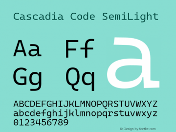 Cascadia Code SemiLight Version 2105.024; ttfautohint (v1.8.3)图片样张