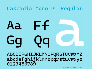 Cascadia Mono PL Regular Version 2105.024; ttfautohint (v1.8.3)图片样张
