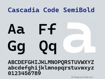 Cascadia Code SemiBold Version 2105.024; ttfautohint (v1.8.3)图片样张