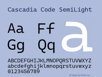 Cascadia Code SemiLight Version 2105.024图片样张