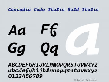 Cascadia Code Italic Bold Italic Version 2105.024; ttfautohint (v1.8.3)图片样张
