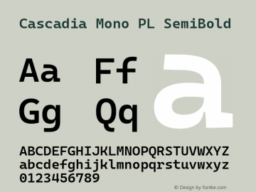 Cascadia Mono PL SemiBold Version 2105.024; ttfautohint (v1.8.3)图片样张