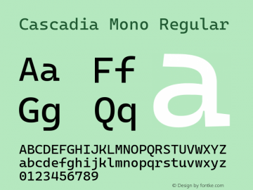 Cascadia Mono Regular Version 2105.024; ttfautohint (v1.8.3)图片样张