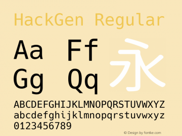 HackGen Regular Version 2.3.3 ; ttfautohint (v1.8.1) -l 6 -r 45 -G 200 -x 14 -D latn -f none -m 