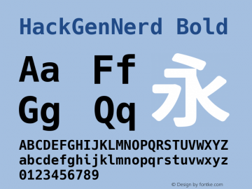 HackGenNerd Bold Version 2.3.3 ; ttfautohint (v1.8.1) -l 6 -r 45 -G 200 -x 14 -D latn -f none -m 