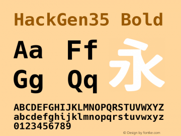 HackGen35 Bold Version 2.3.3 ; ttfautohint (v1.8.1) -l 6 -r 45 -G 200 -x 14 -D latn -f none -m 