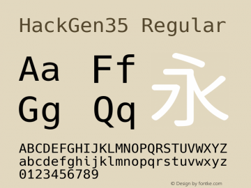 HackGen35 Regular Version 2.3.3 ; ttfautohint (v1.8.1) -l 6 -r 45 -G 200 -x 14 -D latn -f none -m 