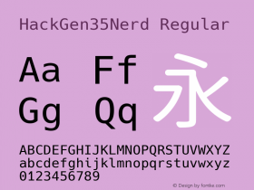 HackGen35Nerd Regular Version 2.3.3 ; ttfautohint (v1.8.1) -l 6 -r 45 -G 200 -x 14 -D latn -f none -m 