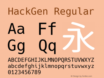 HackGen Regular Version 2.3.4 ; ttfautohint (v1.8.1) -l 6 -r 45 -G 200 -x 14 -D latn -f none -m 