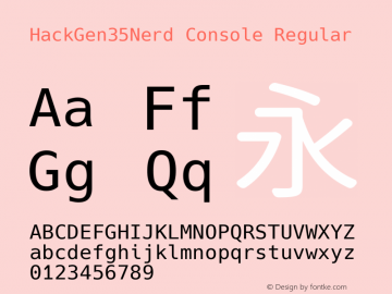 HackGen35Nerd Console Regular Version 2.3.4 ; ttfautohint (v1.8.1) -l 6 -r 45 -G 200 -x 14 -D latn -f none -m 