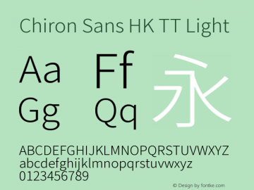 Chiron Sans HK TT Light Version 2.041;hotconv 1.0.118;makeotfexe 2.5.65603图片样张