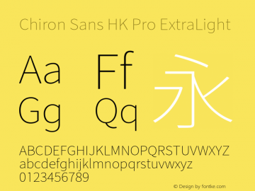 Chiron Sans HK Pro ExtraLt Version 1.006;hotconv 1.0.118;makeotfexe 2.5.65603图片样张
