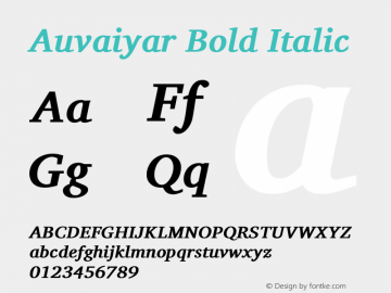 Auvaiyar Bold Italic Version 0.701图片样张