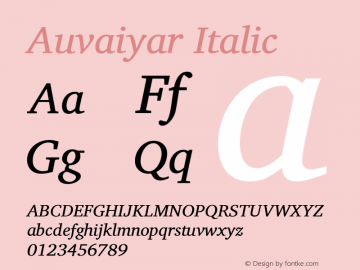Auvaiyar Italic Version 0.701图片样张