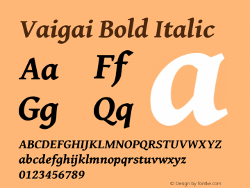 Vaigai Bold Italic Version 0.701图片样张