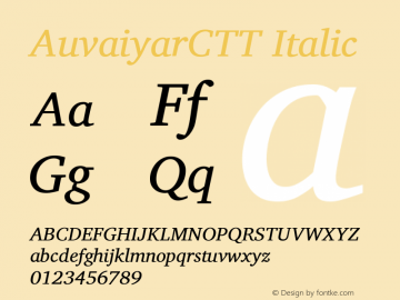 AuvaiyarCTT Italic Version 0.701图片样张