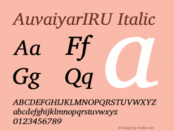 AuvaiyarIRU Italic Version 0.701图片样张
