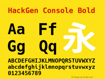 HackGen Console Bold Version 2.3.5 ; ttfautohint (v1.8.1) -l 6 -r 45 -G 200 -x 14 -D latn -f none -m 