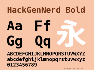 HackGenNerd Bold Version 2.3.5 ; ttfautohint (v1.8.1) -l 6 -r 45 -G 200 -x 14 -D latn -f none -m 