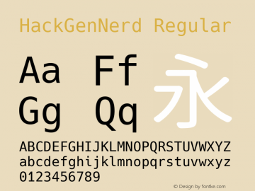 HackGenNerd Regular Version 2.3.5 ; ttfautohint (v1.8.1) -l 6 -r 45 -G 200 -x 14 -D latn -f none -m 