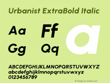Urbanist ExtraBold Italic Version 1.251; ttfautohint (v1.8.3)图片样张