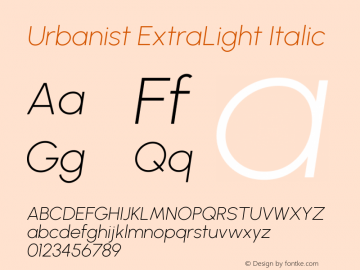 Urbanist ExtraLight Italic Version 1.251; ttfautohint (v1.8.3)图片样张