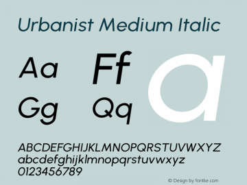 Urbanist Medium Italic Version 1.251图片样张