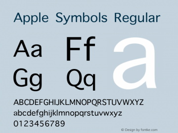 Apple Symbols Regular 7.0d4e1 Font Sample