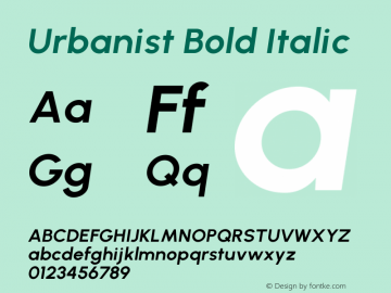 Urbanist Bold Italic Version 1.251; ttfautohint (v1.8.3)图片样张
