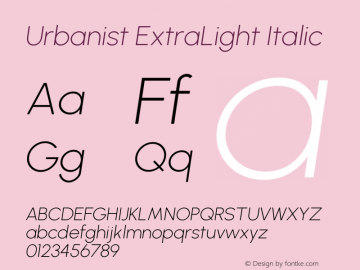 Urbanist ExtraLight Italic Version 1.251; ttfautohint (v1.8.3)图片样张