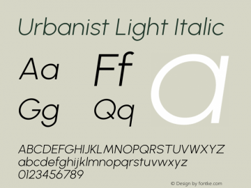 Urbanist Light Italic Version 1.251; ttfautohint (v1.8.3)图片样张