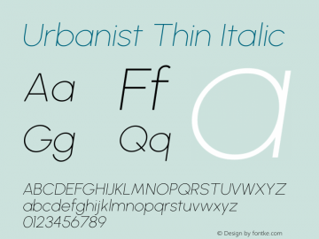 Urbanist Thin Italic Version 1.251; ttfautohint (v1.8.3)图片样张
