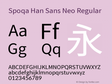 Spoqa Han Sans Neo Regular Version 1.100;hotconv 1.0.109;makeotfexe 2.5.65596图片样张