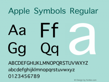 Apple Symbols Regular 10.0d1e2 Font Sample