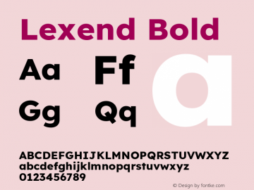 Lexend Bold Version 1.005; ttfautohint (v1.8.3)图片样张