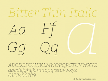 Bitter Thin Italic Version 2.002图片样张