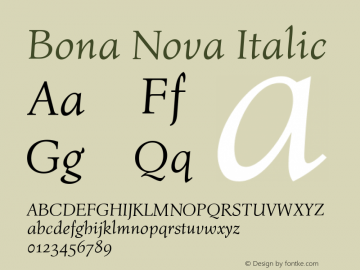 Bona Nova Italic Version 4.001; ttfautohint (v1.8.3)图片样张