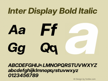 Inter Display Bold Italic Version 3.019;git-270d423ba图片样张