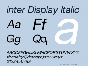 Inter Display Italic Version 3.019;git-1742b35dd图片样张
