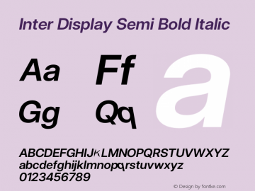 Inter Display Semi Bold Italic Version 3.019;git-270d423ba图片样张