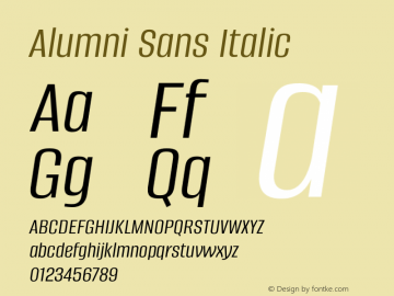 Alumni Sans Italic Version 1.015图片样张