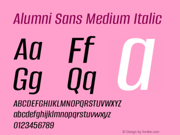 Alumni Sans Medium Italic Version 1.015图片样张