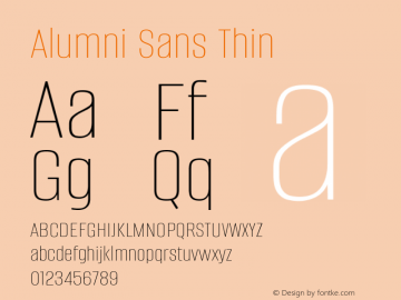 Alumni Sans Thin Version 1.015; ttfautohint (v1.8.3)图片样张