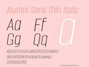 Alumni Sans Thin Italic Version 1.015图片样张