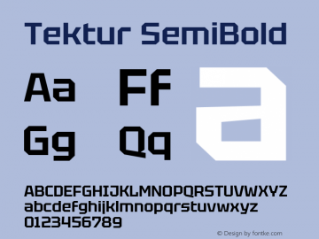 Tektur SemiBold Version 1.002; ttfautohint (v1.8.3)图片样张