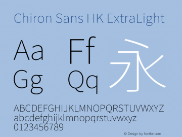 Chiron Sans HK ExtraLight Version 2.042;hotconv 1.0.118;makeotfexe 2.5.65603图片样张