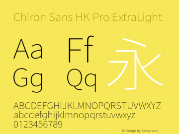 Chiron Sans HK Pro ExtraLt Version 1.007;hotconv 1.0.118;makeotfexe 2.5.65603图片样张