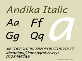 Andika Italic Version 6.001图片样张