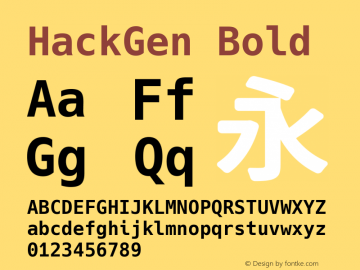 HackGen Bold Version 2.4.0 ; ttfautohint (v1.8.3) -l 6 -r 45 -G 200 -x 14 -D latn -f none -m 